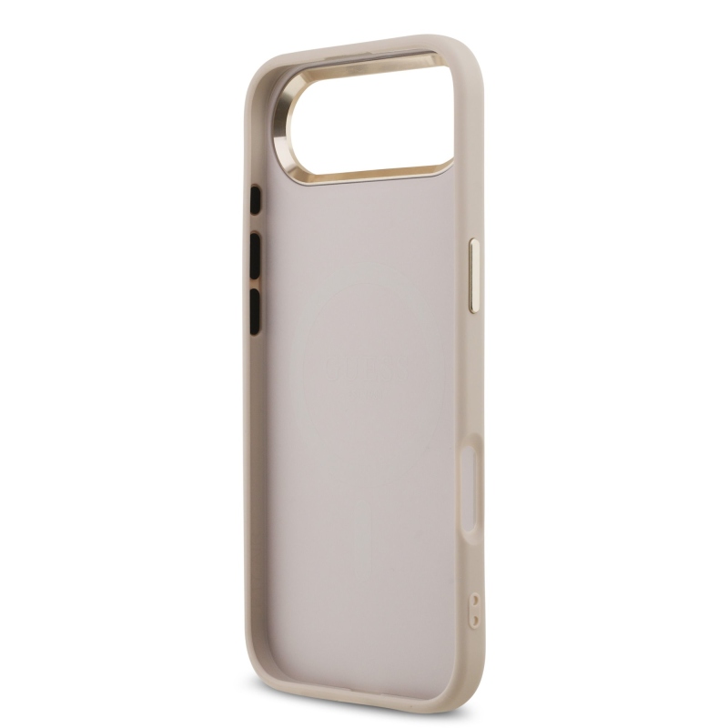 Guess PU bőr 4G Strass háromszög logó arany keret MagSafe hátlapi borító iPhone Air rózsaszínhez