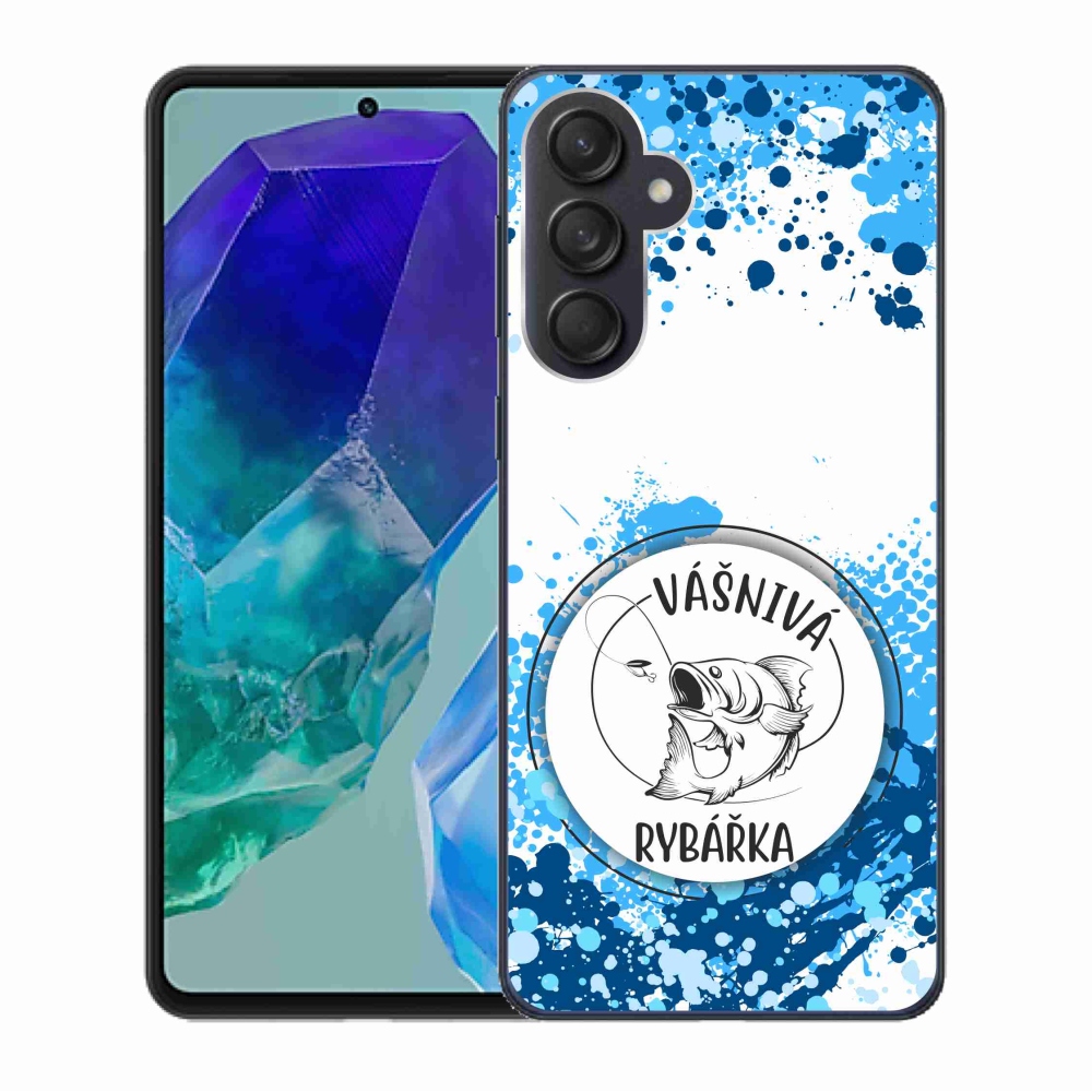 Gél borító mmCase Samsung Galaxy M55 5G - szenvedélyes halásznő fehér háttérrel