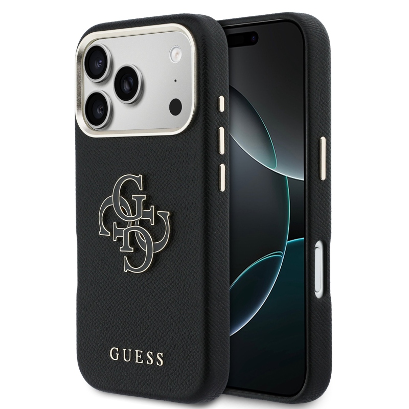 Guess PU gyanta logós hátlap iPhone 17 Pro fekete színűre