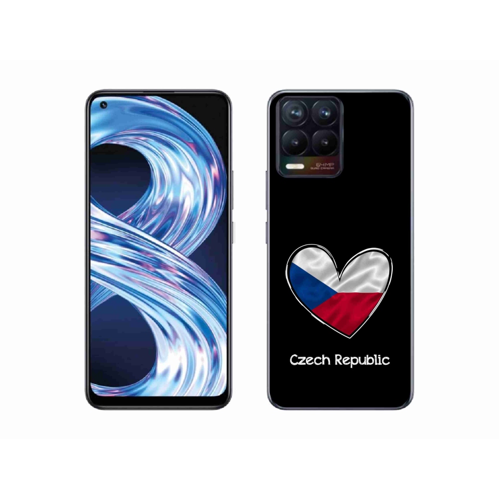 Gél borító mmCase a Realme 8 4G - zászló szív fekete háttérrel