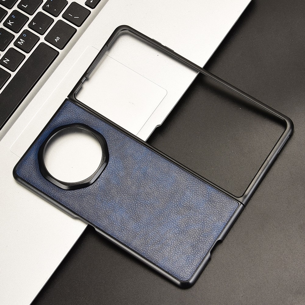 Textúrás műanyag tok műbőrrel Honor Magic V3-hoz - kék