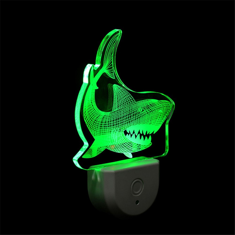 Gyerek LED éjszakai fény szenzoros konnektorba - cápa