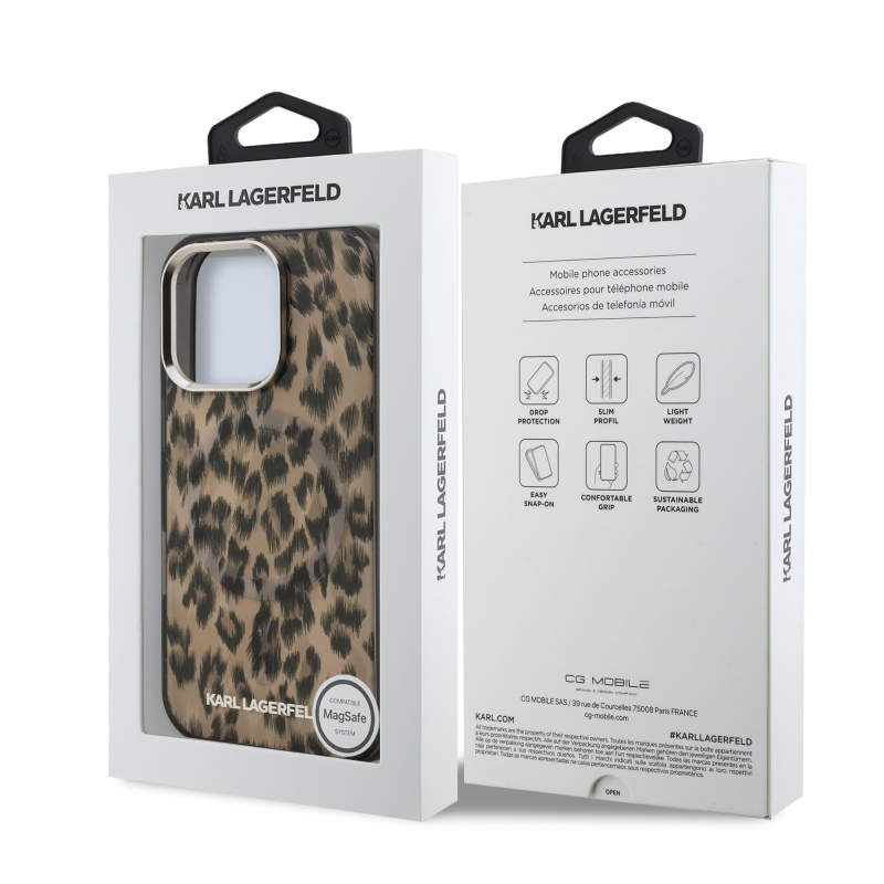 Karl Lagerfeld IML Leopard Leopard MagSafe hátlap iPhone 16 Pro barna színű készülékhez
