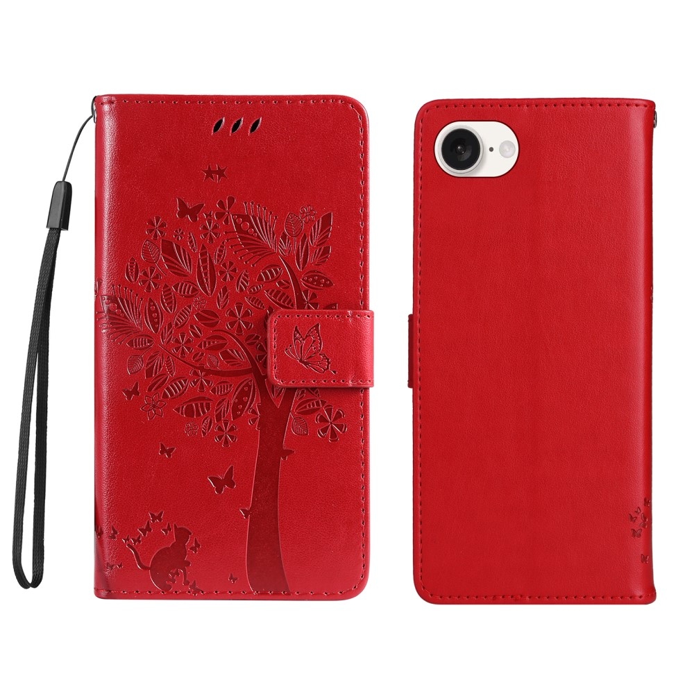 Fák könyvtáska iPhone 16e készülékhez - piros