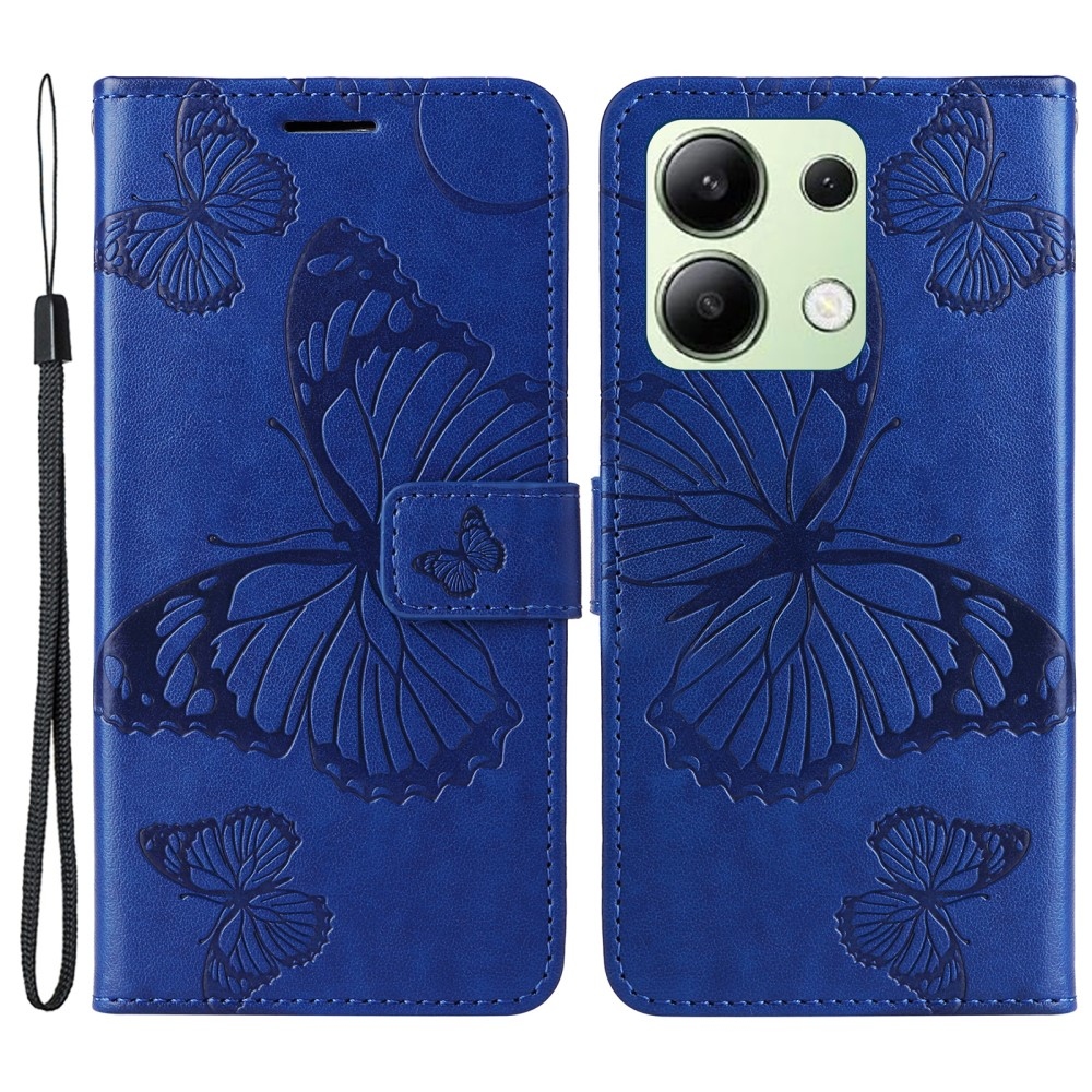 Nagy pillangó könyv tok Xiaomi Redmi Note 13-hoz - kék