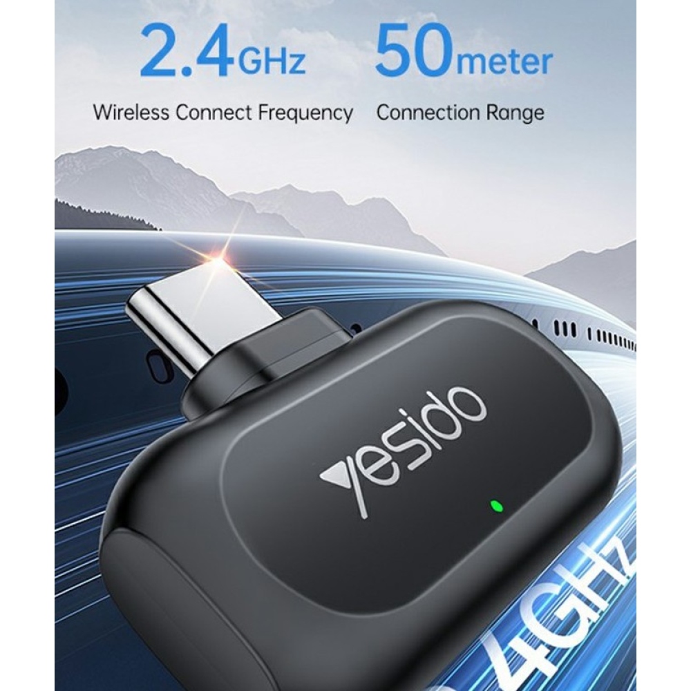 Yesido KR22 vezeték nélküli hajtókás mikrofon mesterséges intelligenciával és zajcsökkentéssel