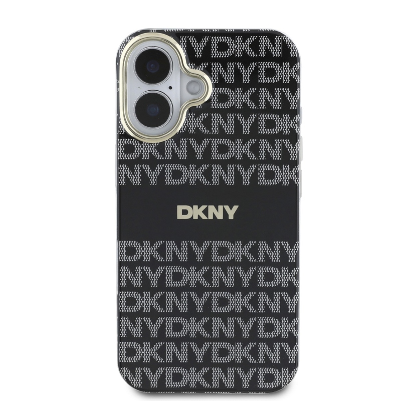 DKNY PC/TPU ismétlődő mintás tonális csíkos Magsafe hátlap iPhone 16-hoz Fekete