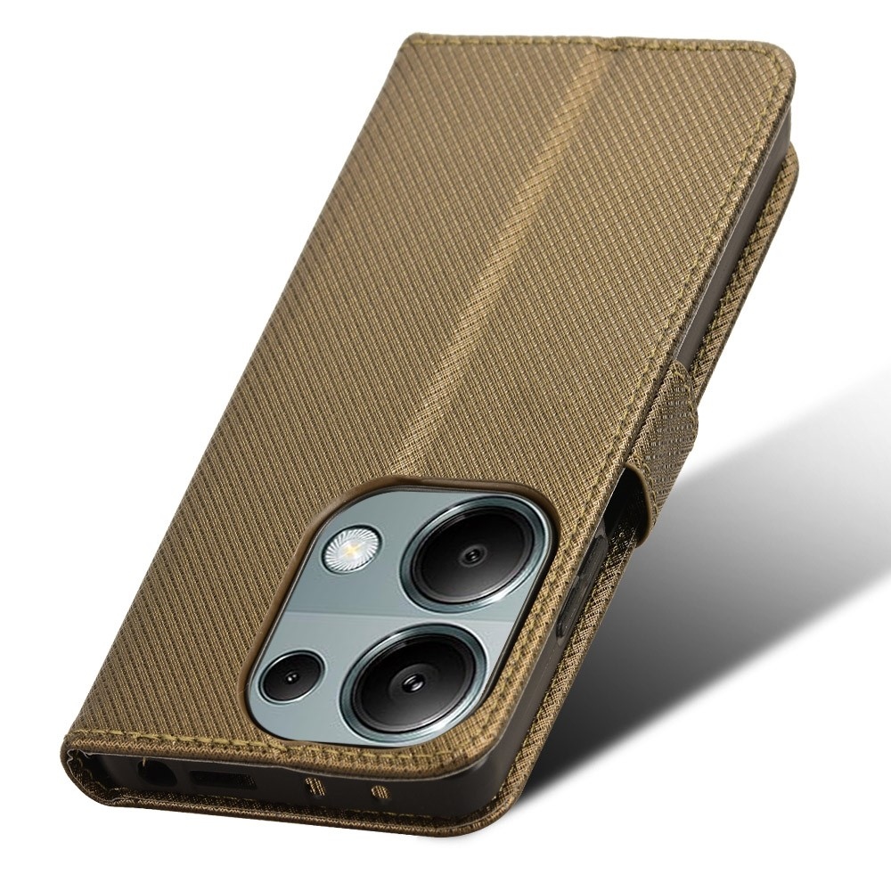 Gyémánt könyv tok Xiaomi Redmi Note 14S/Note 13 Pro 4G/Poco M6 Pro - barna színben