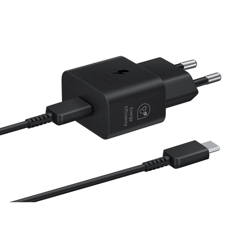 EP-T2510EBE + EP-DN980BBE Samsung USB-C 25W-os utazási töltő + USB-C adatkábel fekete (OOB Bulk)