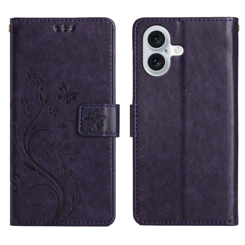 Virágok könyvtáska iPhone 17 készülékhez - sötétlila