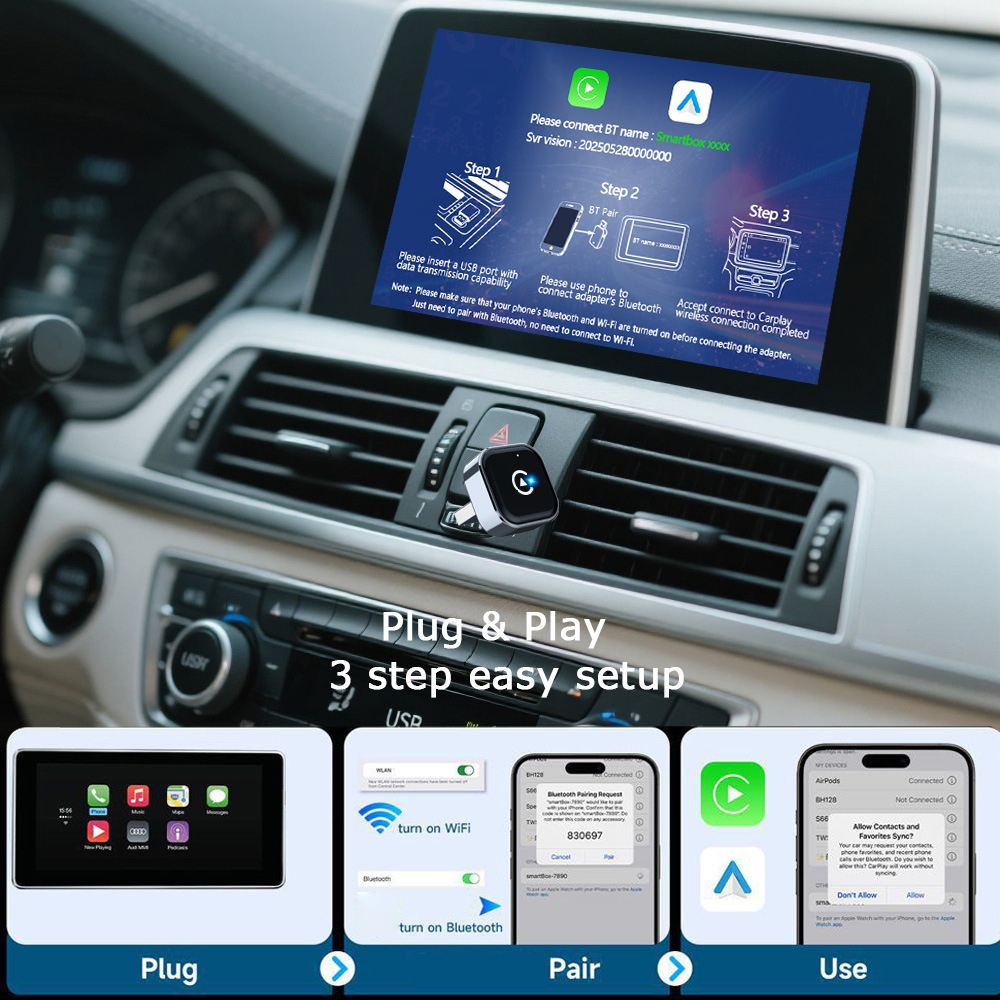 K16C mini vezeték nélküli adapter CarPlay és Android Auto USB-A