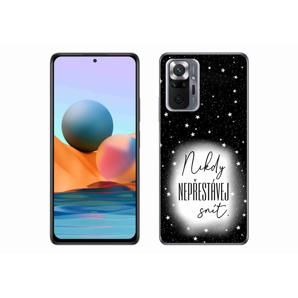 Gél borítás mmCase a Xiaomi Redmi Note 10 Pro készülékhez - Idézet 1 fehér és fekete háttérrel