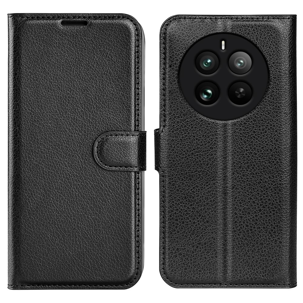 Litchi könyvtáska a Realme 12 Pro 5G/12 Pro+ 5G modellhez - fekete