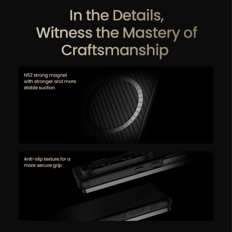 Nillkin szintetikus szálas PRO mágneses hátlap Samsung Galaxy Z Fold 7 készülékhez, fekete