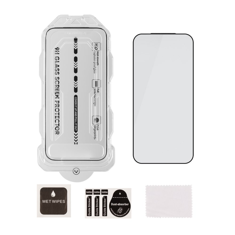 TOK: ME 5D edzett üveg felhelyező eszközzel az Apple iPhone 17 Pro Max/18 Pro Max készülékekhez, fekete