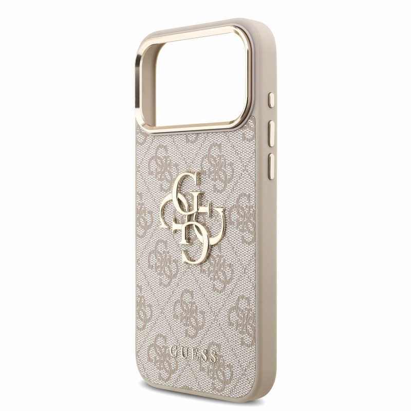 Guess PU 4G fém logós pántos hátlap az iPhone 18 Pro Max-hoz, rózsaszín