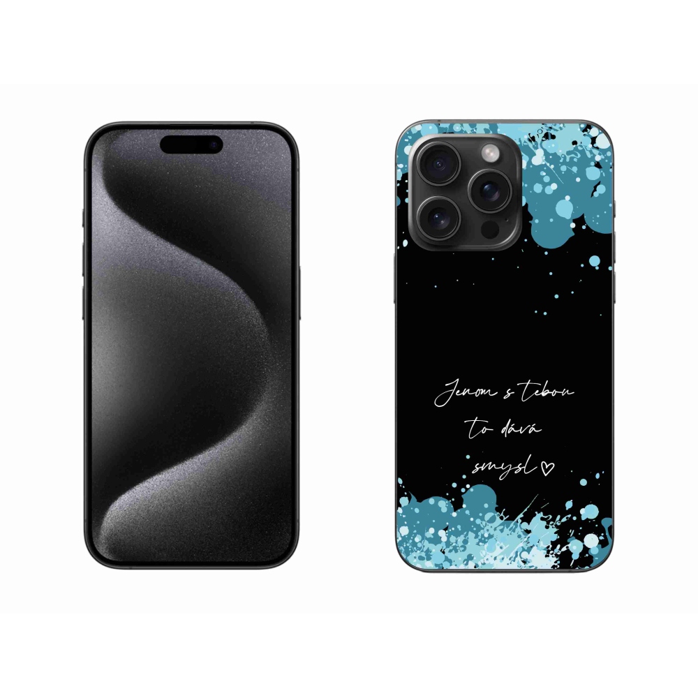 Gél borítás mmCase iPhone 15 Pro Max készülékhez - szerelmes szöveg fekete háttérrel