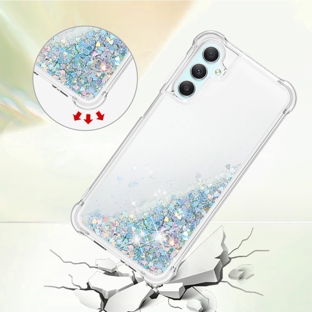 Glitter homokóra zselés tok Samsung Galaxy A24 készülékhez - ezüst/szív