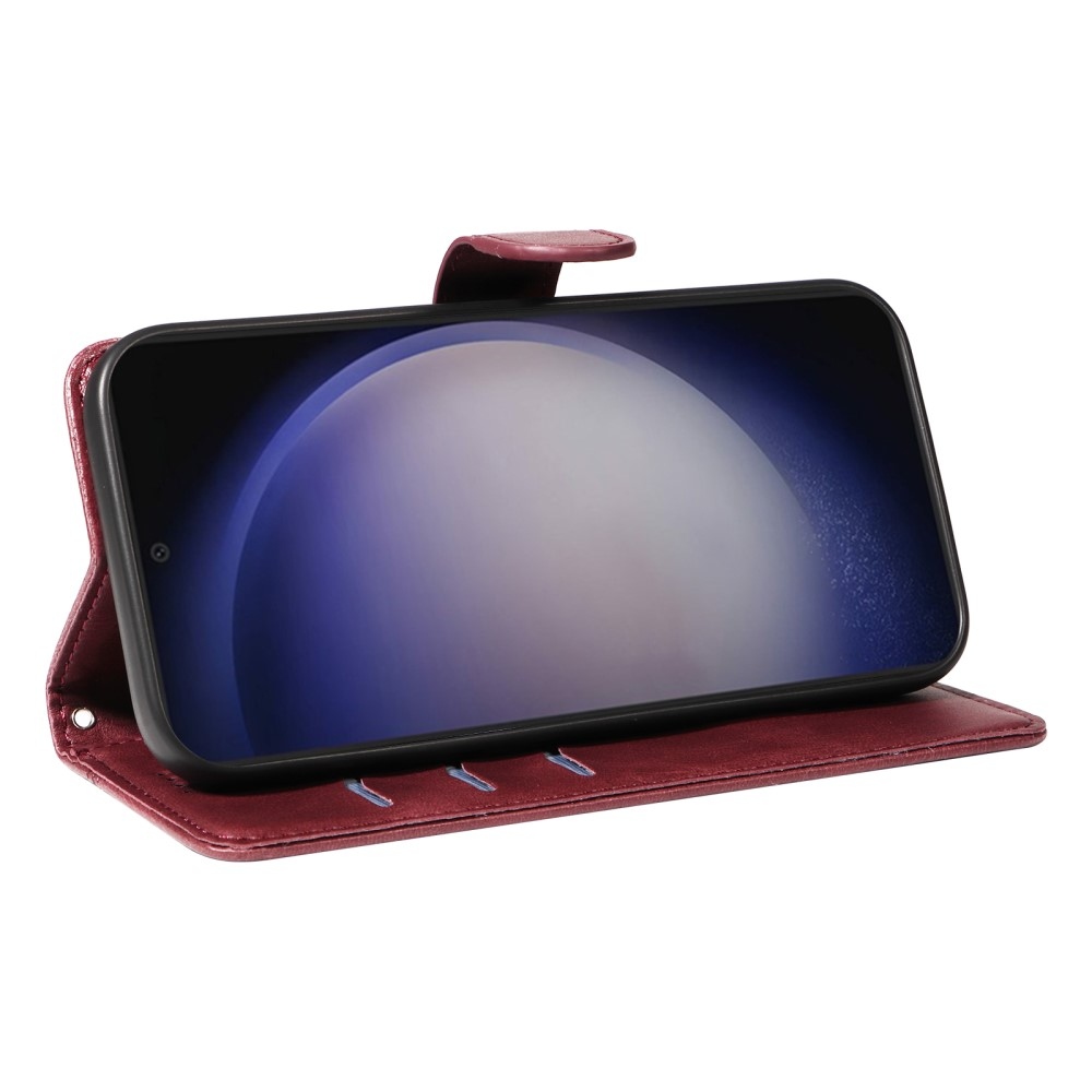 Póló alakú könyvtáska Samsung Galaxy S24+/S25+ készülékhez - bordó színű