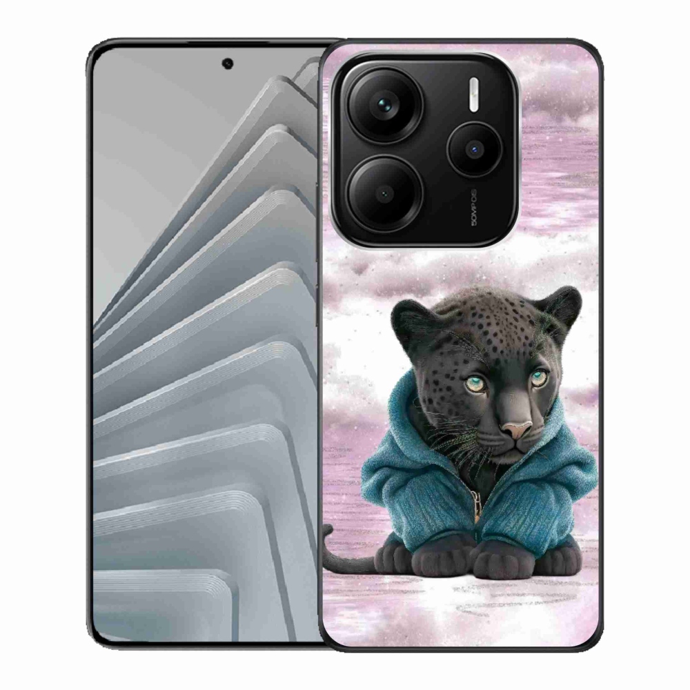 Gél borítás mmCase a Xiaomi Redmi Note 14 5G számára - fekete párduc pulóverben