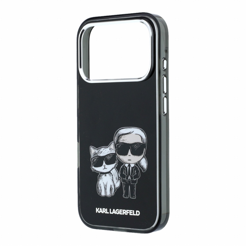 Karl Lagerfeld PU Semi Wrap Smooth Sketch Bodies Magsafe hátsó tok iPhone 18 Pro-hoz, fekete