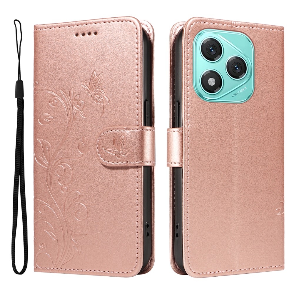 Virágok könyvtáska Honor 400 Lite-hoz - rózsaarany