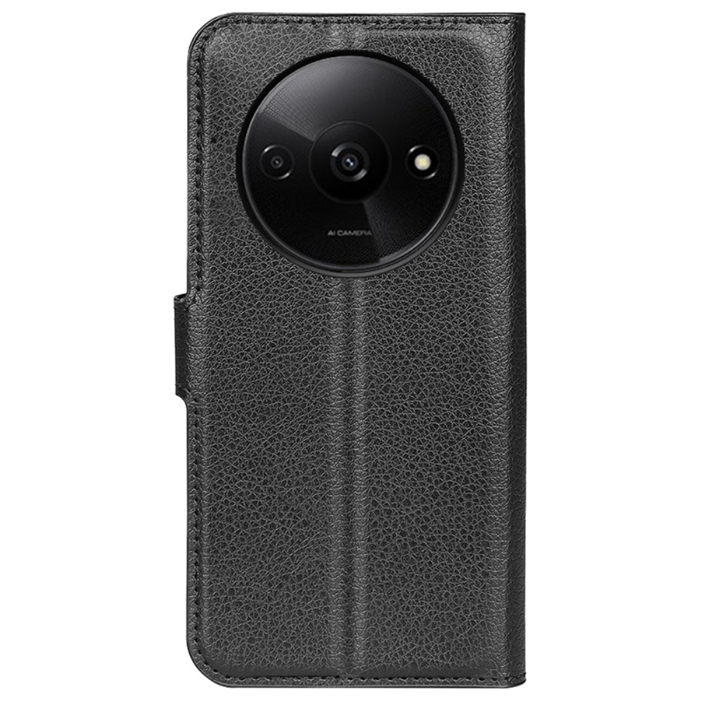 Litchi könyv tok Xiaomi Redmi A3-hoz - fekete