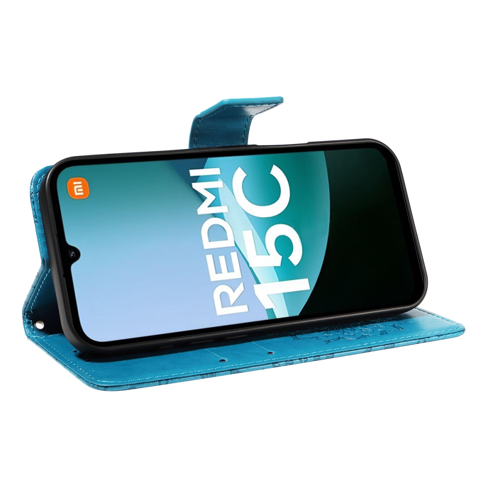 Napraforgó könyv tok Xiaomi Redmi 15C 4G/5G (173mm) - kék