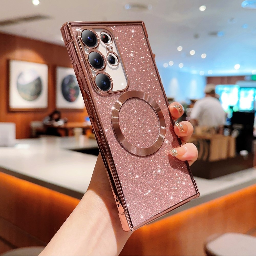 Fokozatos zselés csillogó tok MagSafe támogatással Samsung Galaxy S25 Ultra készülékhez - rózsa arany