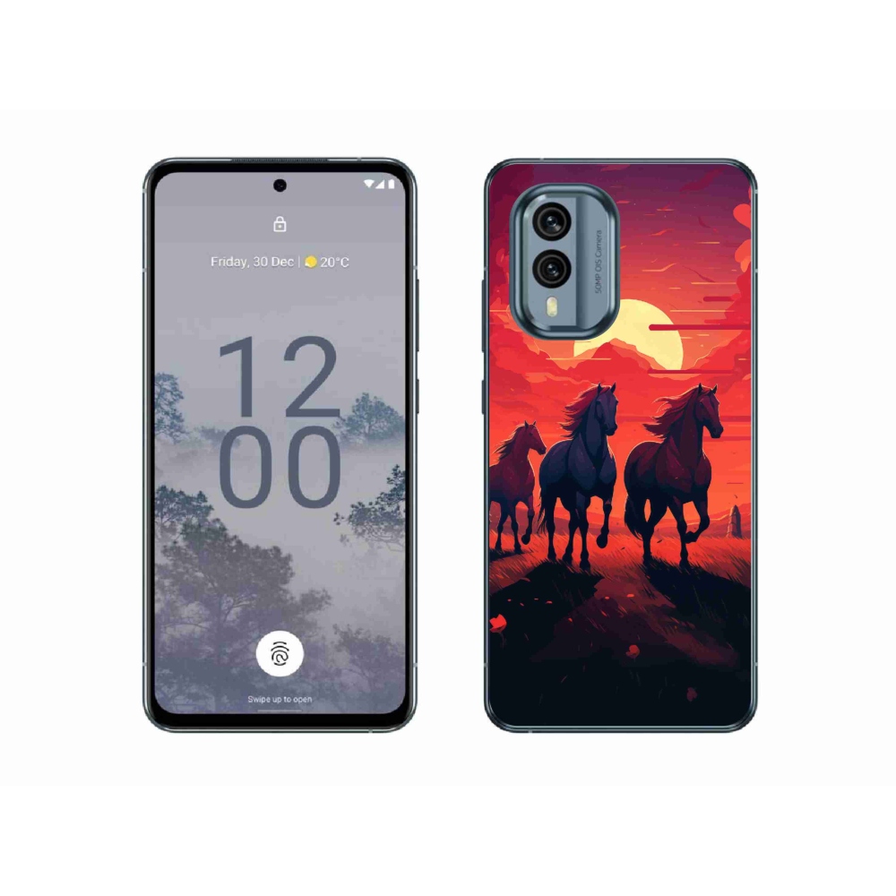 Zselés borítás mmCase a Nokia X30 5G készülékhez - lovak és naplemente
