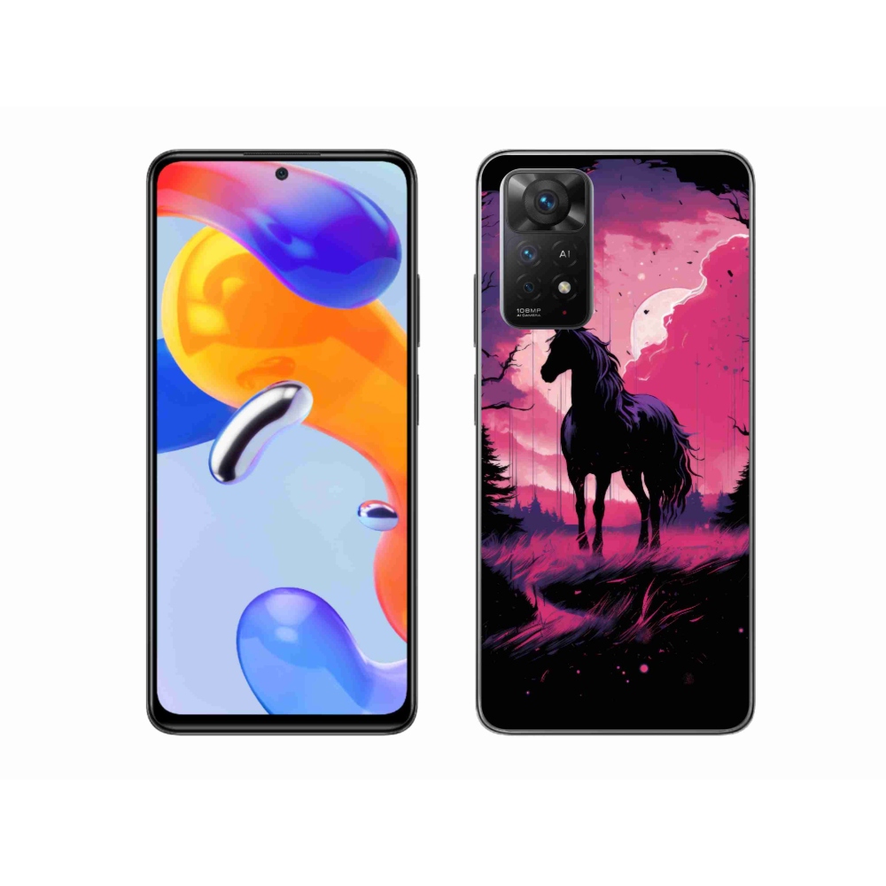 Gél borítás mmCase a Xiaomi Redmi Note 11 Pro 4G/5G - fekete rajzfilm ló 1