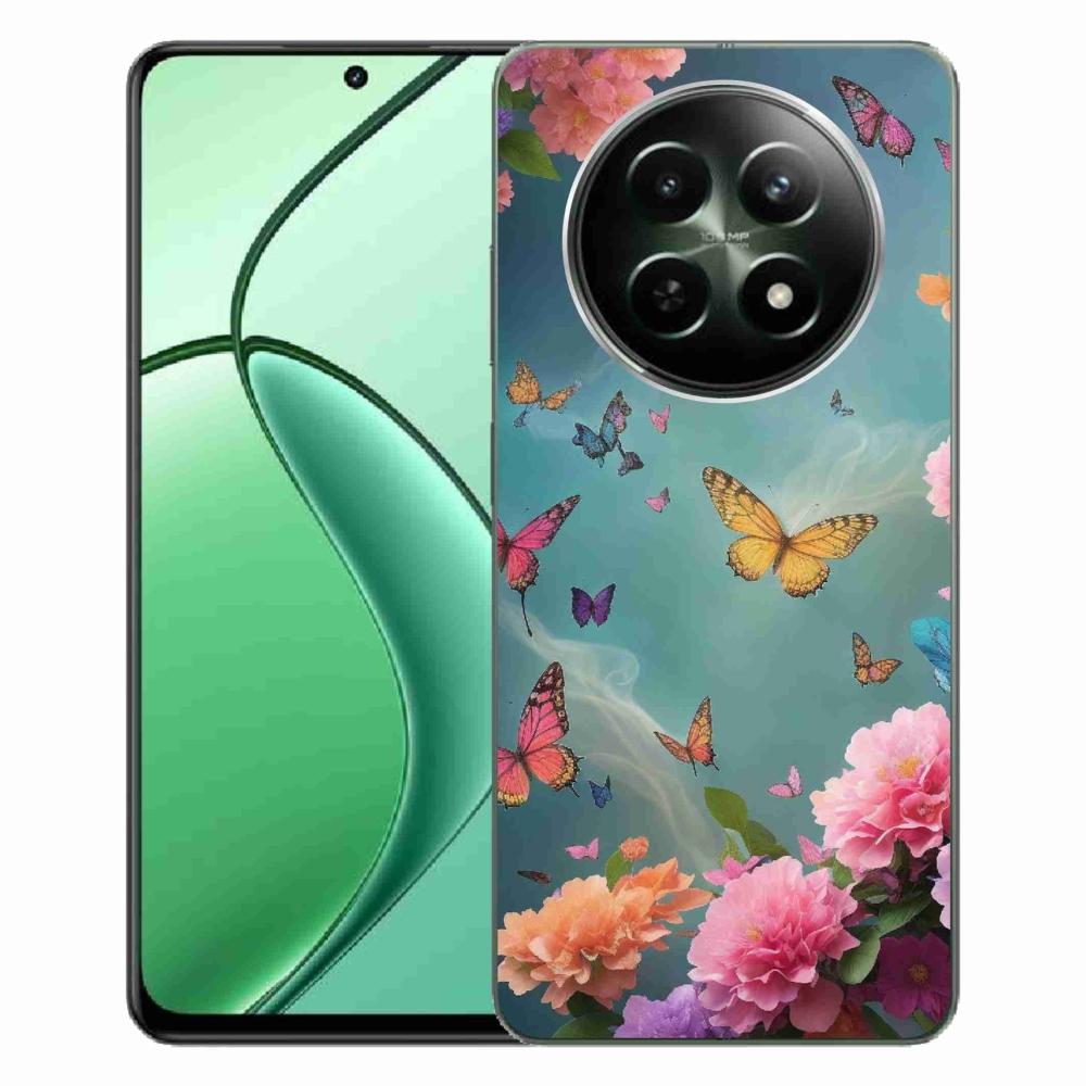 Gél borítás mmCase a Realme 12 5G/12x 5G készülékhez - színes virágok és pillangók