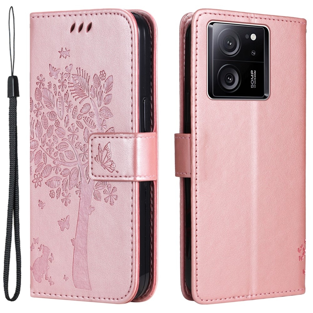 Fa könyv tok a Xiaomi 13T/13T Pro-hoz - rózsaarany színben