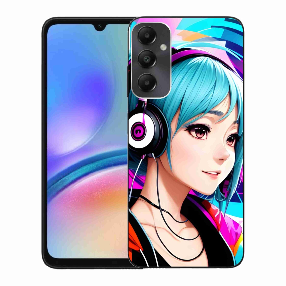Gél borítás mmCase Samsung Galaxy A05s készülékhez - lány fejhallgatóval