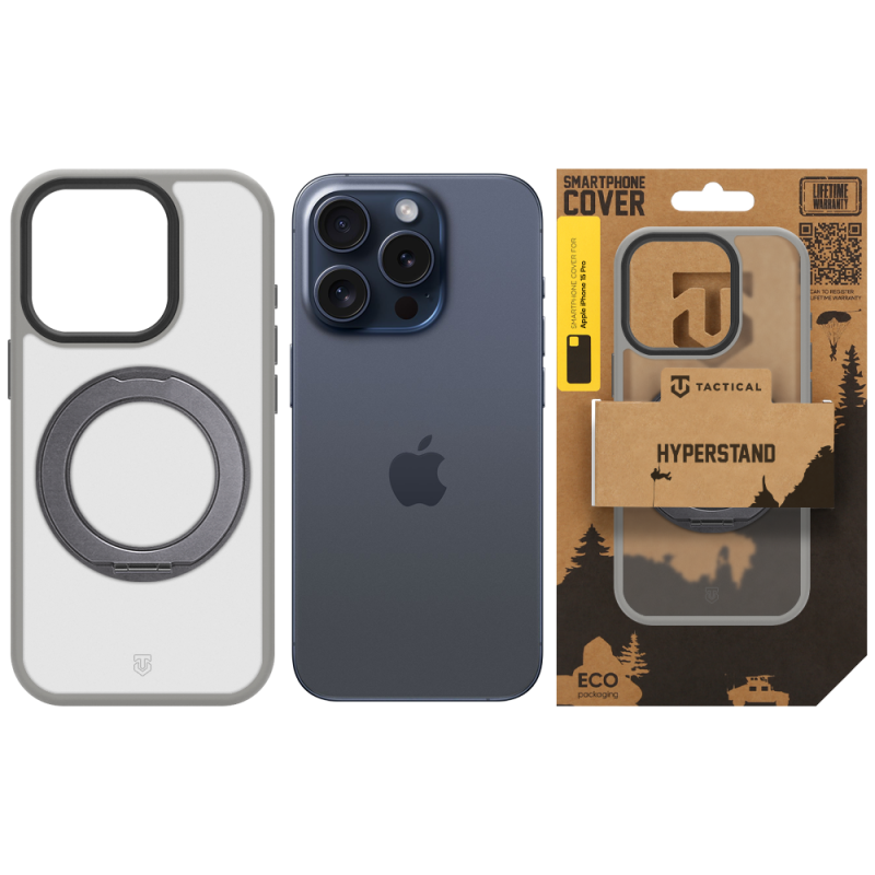 Tactical MagForce Hyperstand tok az Apple iPhone 15 Pro-hoz, világosszürke