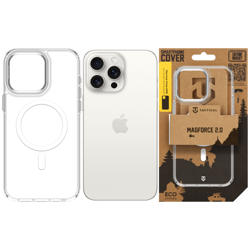 Tactical MagForce 2.0 tok az Apple iPhone 15 Pro Max-hoz, ezüst színben