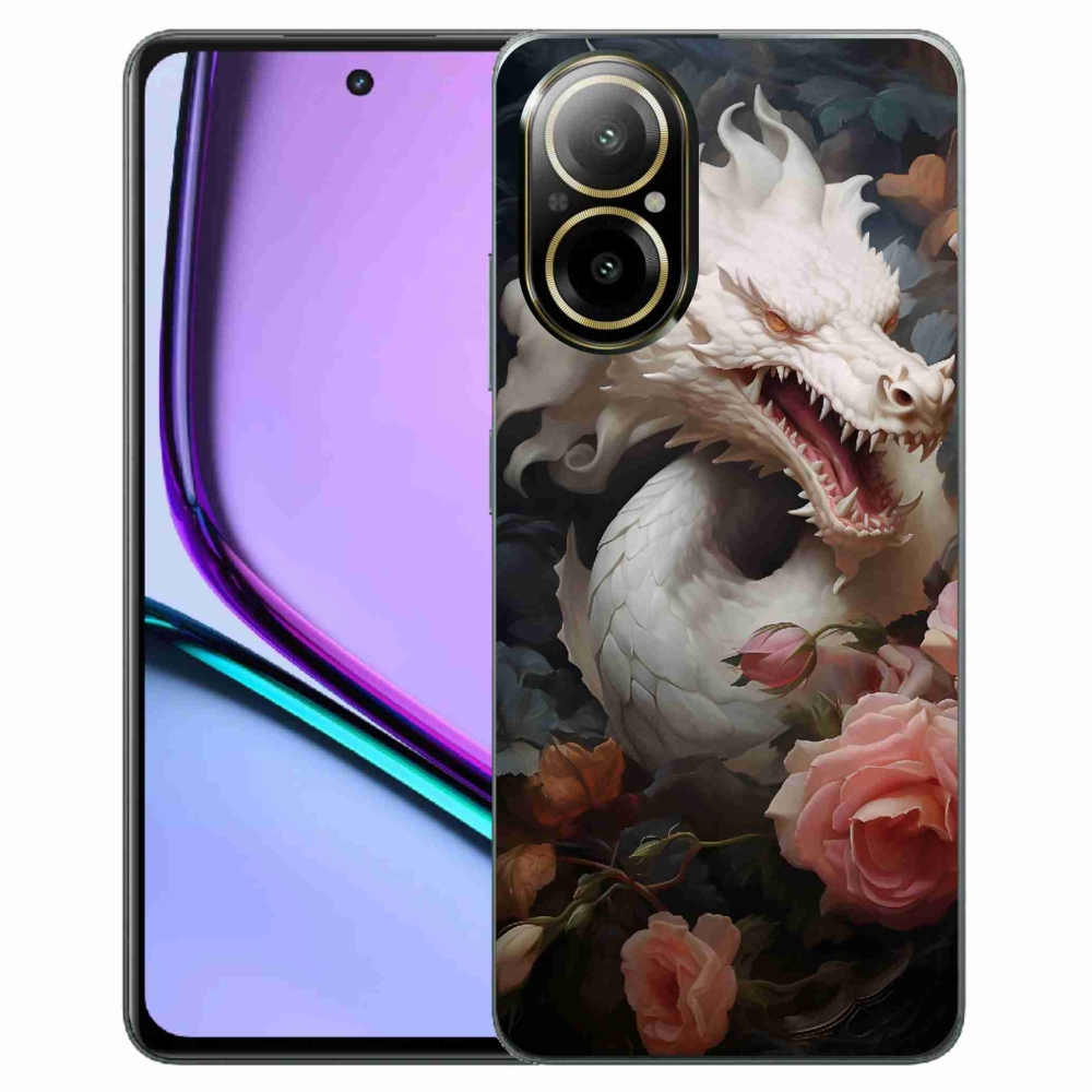 Zselés borítás mmCase a Realme C67 készülékhez - fehér sárkány