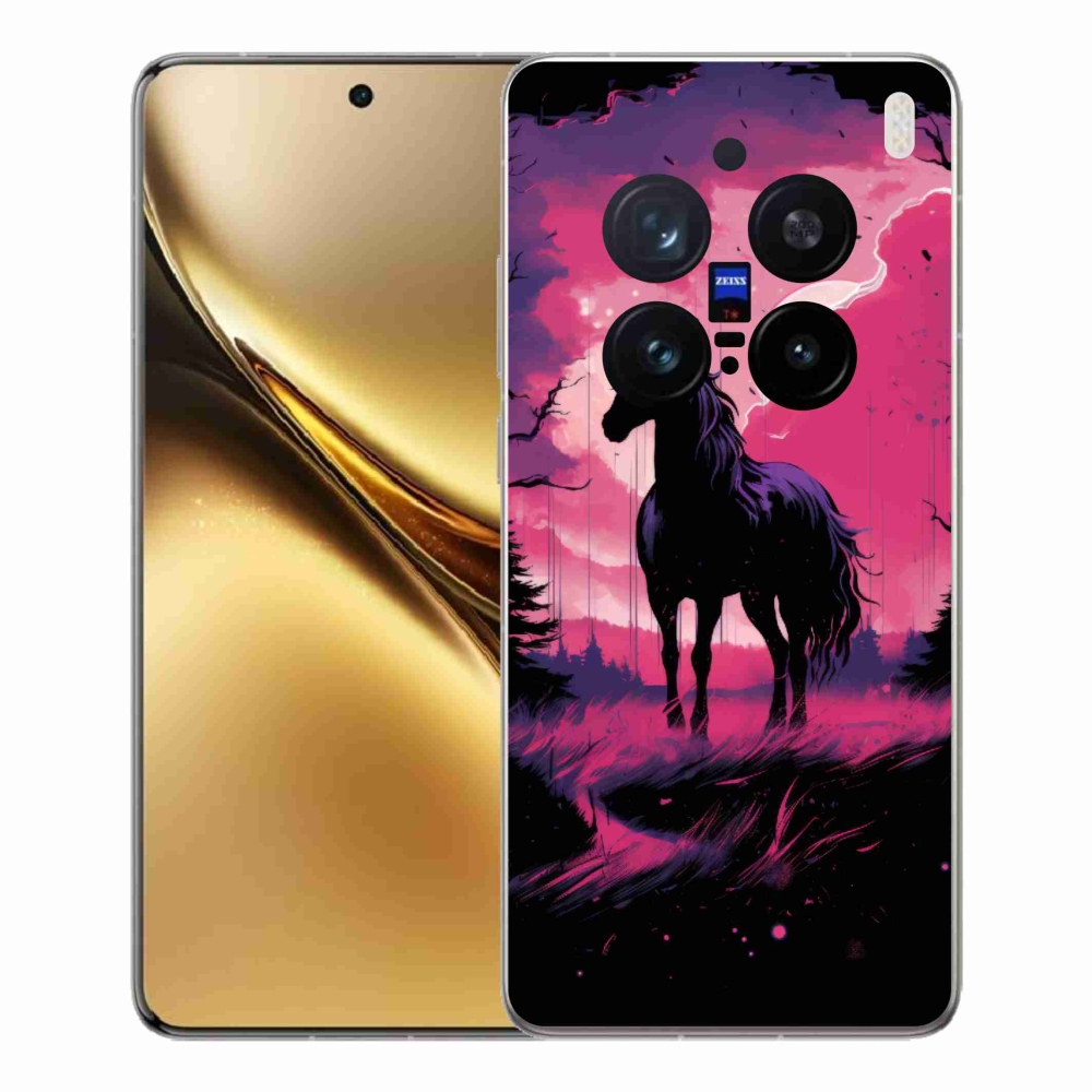 Zselés borítás mmCase Vivo X200 Pro 5G - fekete rajzfilm ló 1