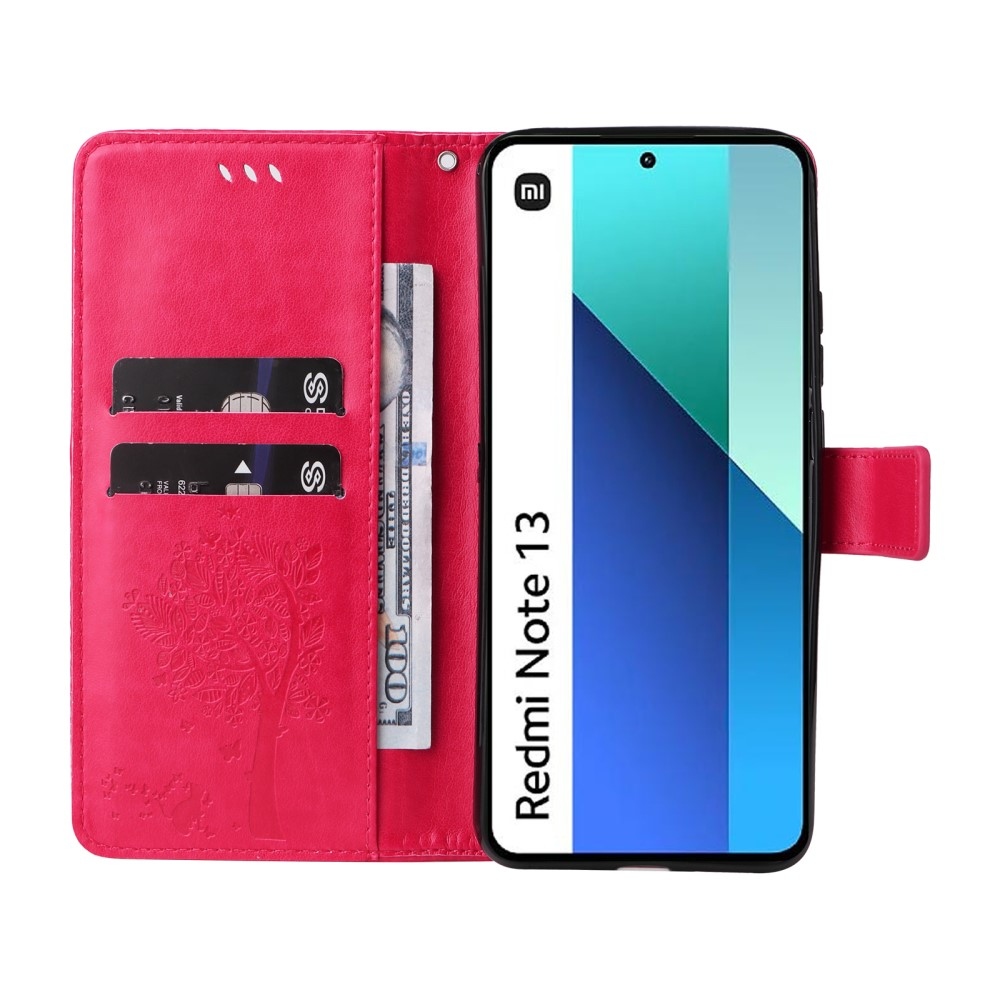 Fák könyv tok Xiaomi Redmi Note 13-hoz - rózsaszínű