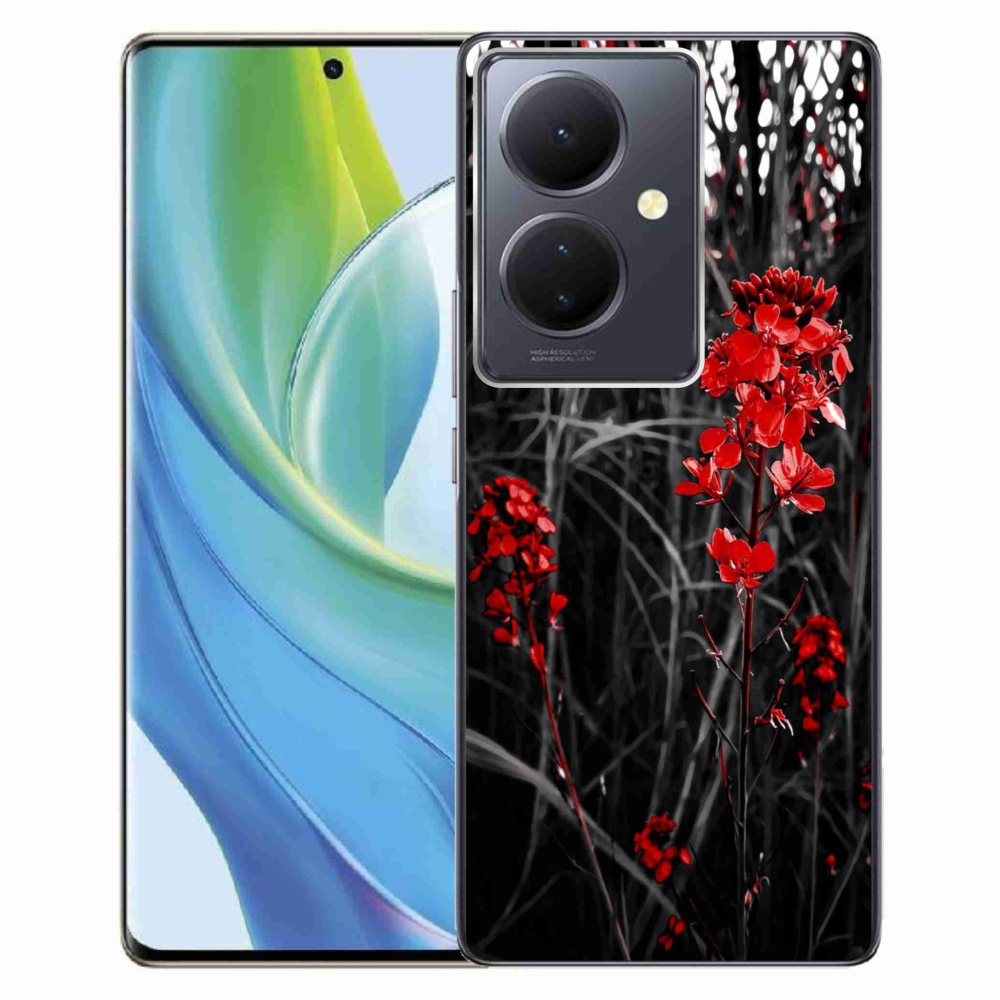 Gél borító mmCase a Vivo V29 Lite 5G - piros növényen