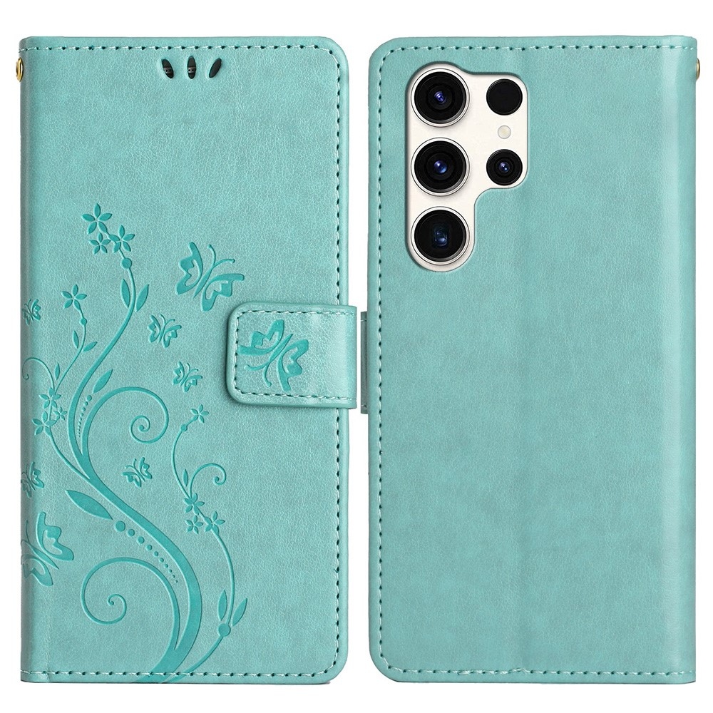 Virágok könyv tok Samsung Galaxy S25 Ultra - teal - teal