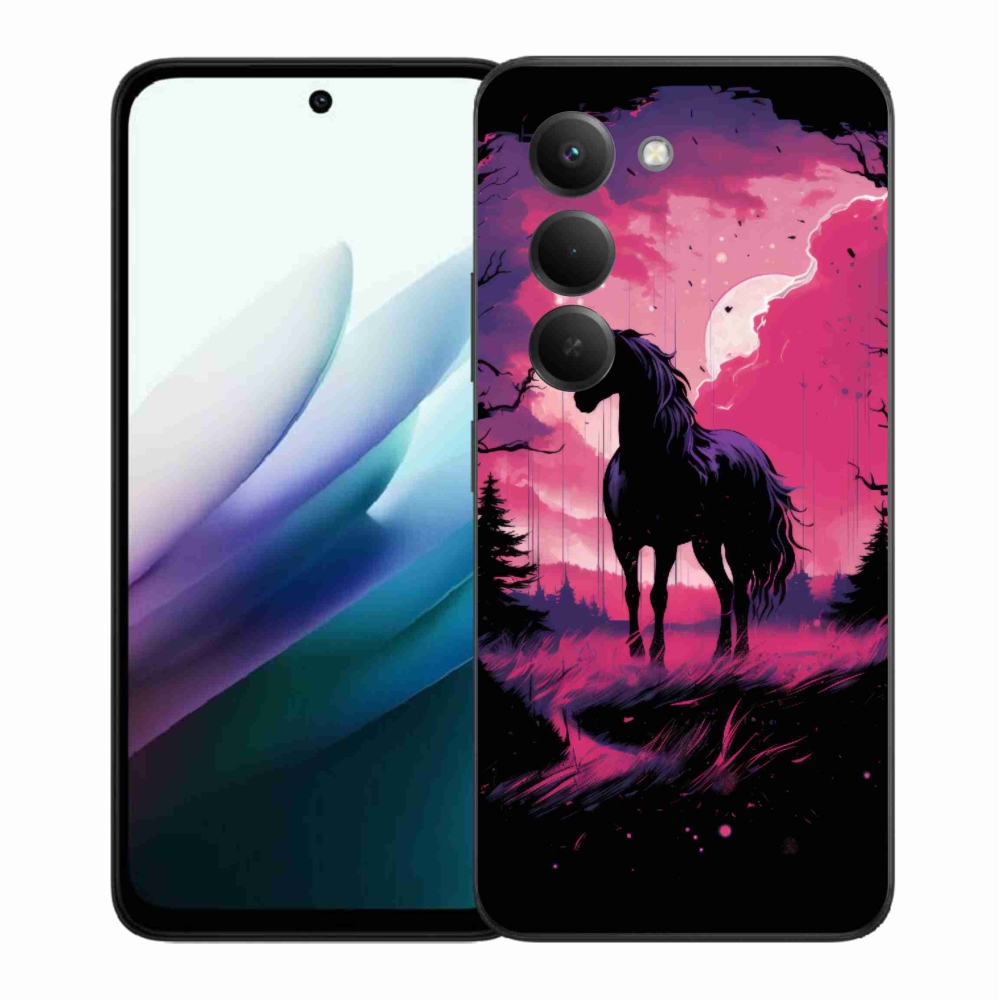 Gél borítás mmCase a Xiaomi Redmi 15 4G/5G (171mm) - fekete rajzfilm ló 1