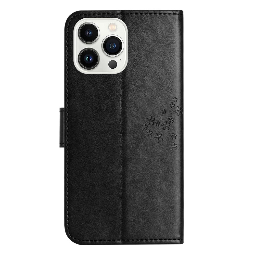 Fa könyvtáska iPhone 15 Pro Max készülékhez - fekete