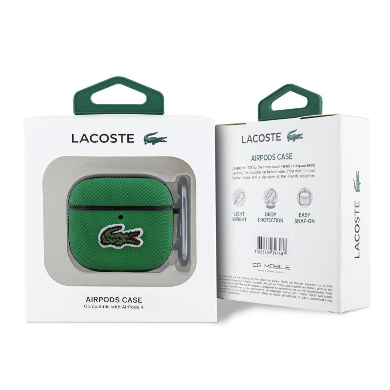 Lacoste Petit Pique Croc Logo Patch tok az AirPods 4 készülékhez Zöld