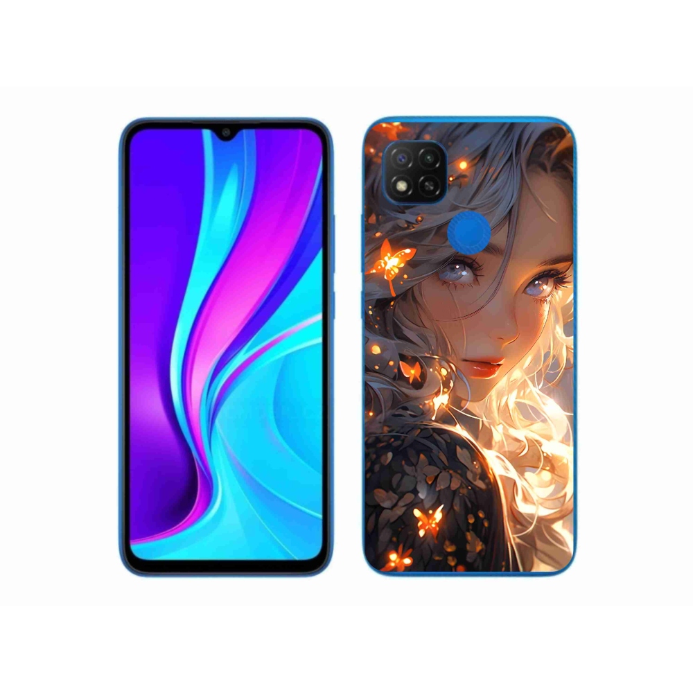 Gél borító mmCase a Xiaomi Redmi 9C-hez - lány és pillangók