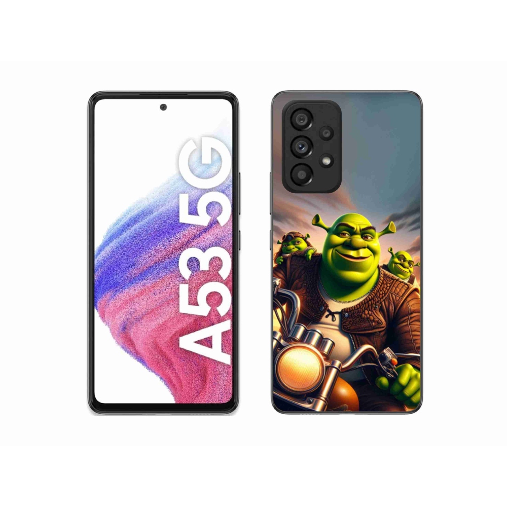 Zselés borítás mmCase Samsung Galaxy A53 5G - Shrek egy motorkerékpárral