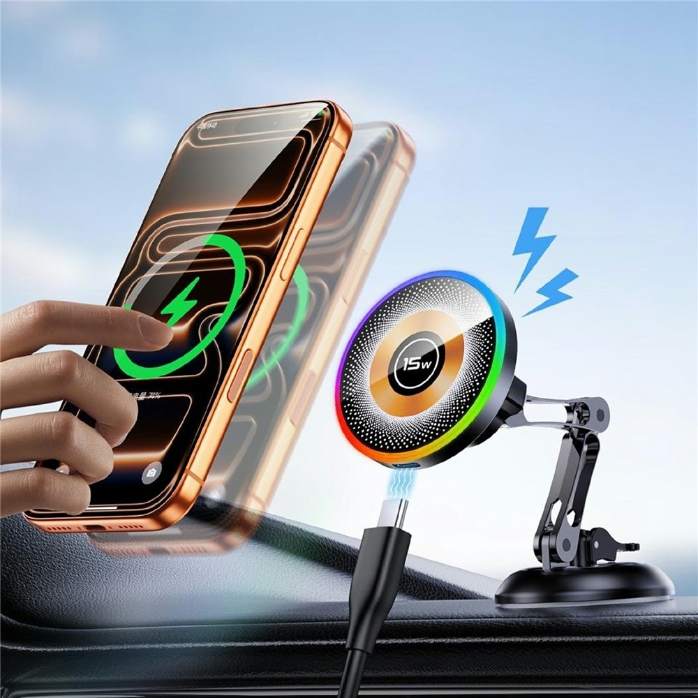 AKD255 mágneses autós tartó 15 W-os vezeték nélküli töltéssel