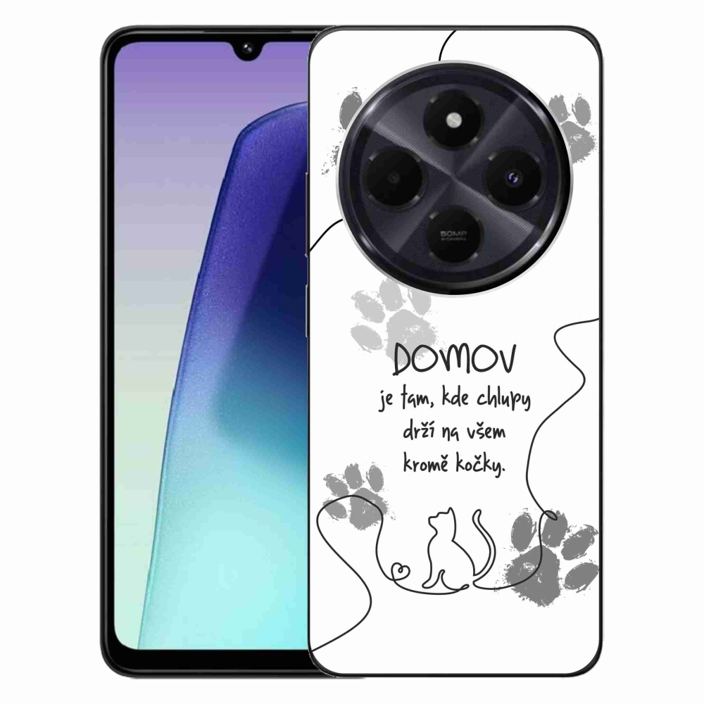 Gél borítás mmCase a Xiaomi Redmi 14C/Poco C75-hez - macska motívum fehér háttérrel