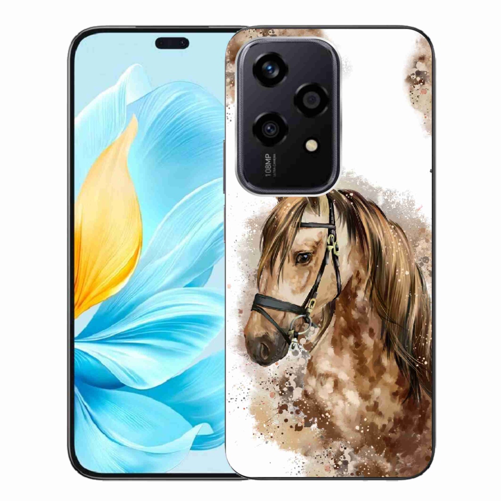 Zselés borító mmCase a Honor 200 Lite 5G számára - barna rajzfilm ló