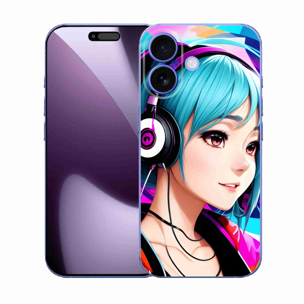 Gél borító mmCase iPhone 17 készülékhez - lány fejhallgatóval